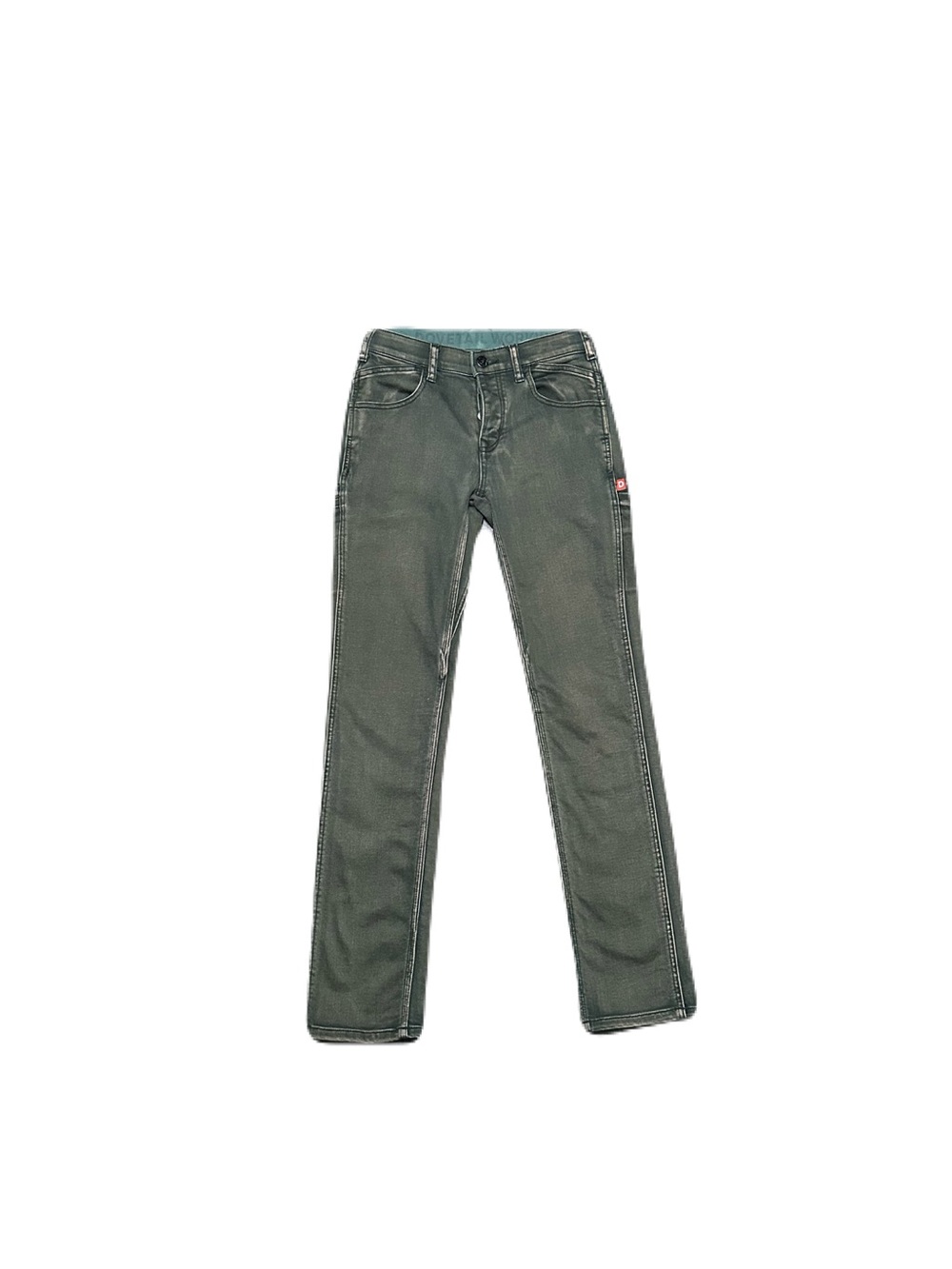 Dovetail Workwear Shop Pant Women Olive Green Denim Button Fly Carpenter Pants